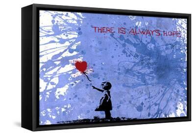 128 Balloon Girl - Black Framed Canvas Print Wall Art, 18x12