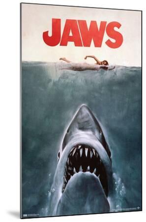 24X36 Jaws - One Sheet - Wood-Mounted Wall Art Print, 24x36