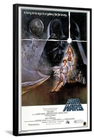 24X36 Star Wars: A New Hope - Original One Sheet - Black Framed Art Print Wall Art, 24x36