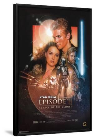 24X36 Star Wars: Attack of the Clones - One Sheet - Black Framed Art Print Wall Art, 24x36