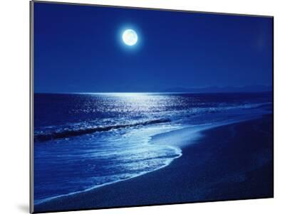 Full Moon Over the Sea - Wood-Mounted Wall Art Print, 16x12