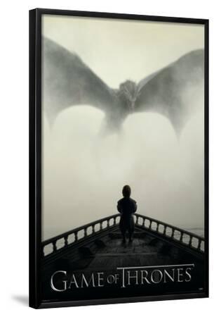 Game of Thrones - Lion & A Dragon - Black Framed Art Print Wall Art, 24x36
