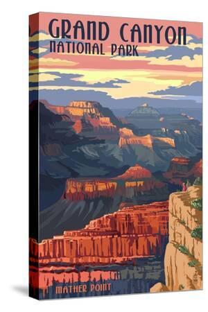 Grand Canyon National Park - Mather Point - Canvas Print Wall Art, 12x18