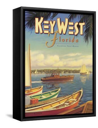 Key West Florida - Black Framed Canvas Print Wall Art, 12x16