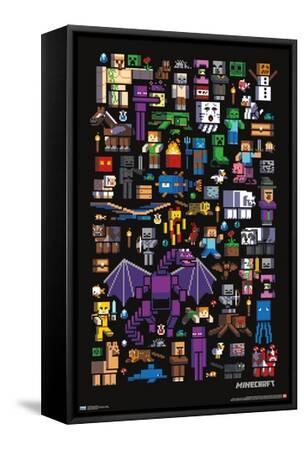 Minecraft - Mobbery - Black Framed Canvas Print Wall Art, 15x22