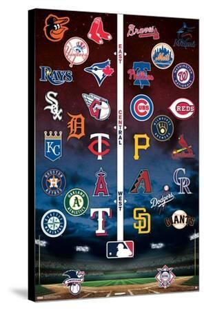 MLB League - Logos 24 - Canvas Print Wall Art, 22x34