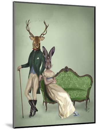 Mr Deer and Mrs Rabbit - Wood-Mounted Wall Art Print, 9x12