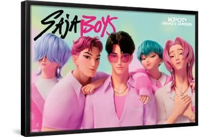 Netflix KPop Demon Hunters (2025) - Saja Boys - Black Framed Art Print Wall Art, 34x22