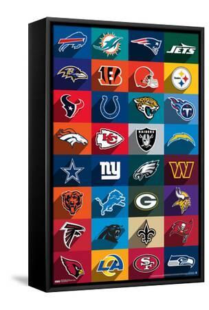 NFL League - Logos 24 - Black Framed Canvas Print Wall Art, 15x22