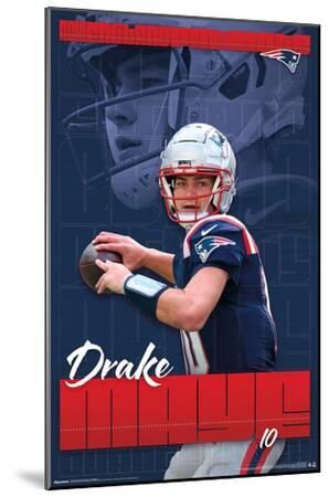 NFL New England Patriots - Drake Maye 25 - Wood-Mounted Wall Art Print, 13x19
