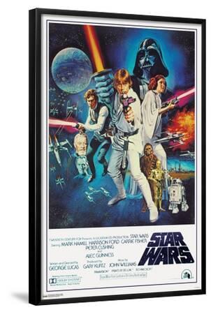 Star Wars: Episode IV New Hope - Classic Movie Poster - Black Framed Art Print Wall Art, 24x36
