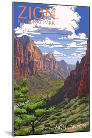 Zion National Park - Zion Canyon View - Wood-Mounted Wall Art Print, 12x18